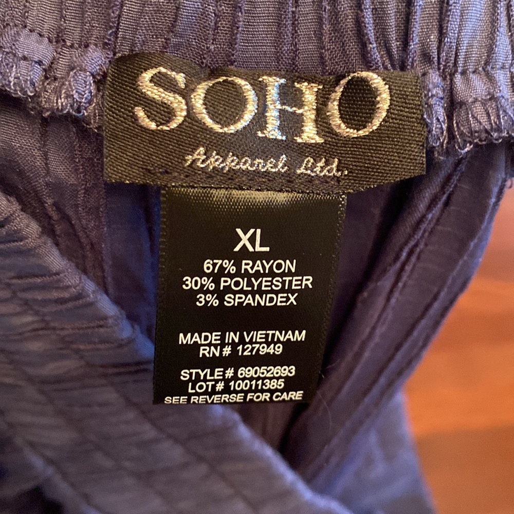 SOHO Apparel NWT Dressy Blue Pants Elastic wTie Belt Waist / Size XL - Picture 2 of 14